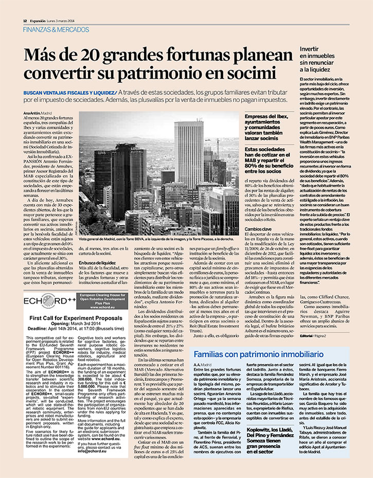 Mas de 20 grandes fortunas planean convertir su patrimonio en socimi