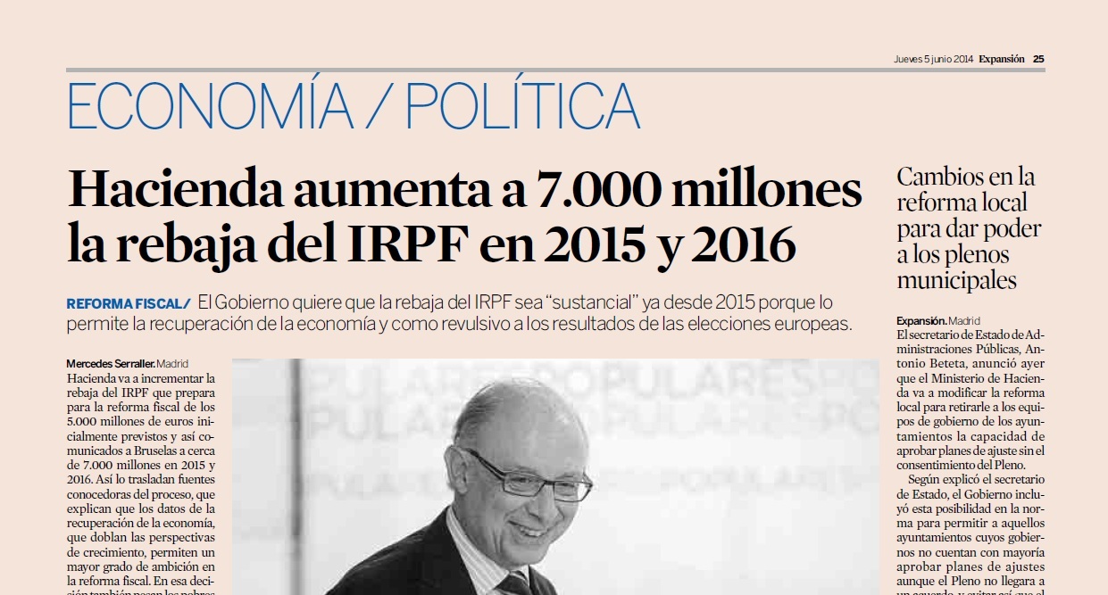 Rebaja del IRPF en 2015 y 2016